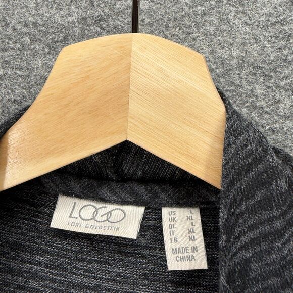 LOGO by Lori Goldstein Top Women L Large Black Open Front Sleeveless Wide Strap - Picture 3 of 6